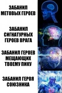 Забанил метовых героев Забанил сигнатурных героев врага Забанил героев мещающих твоему пику Забанил героя союзника