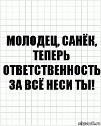 молодец, санёк, теперь ответственность за всё неси ты!