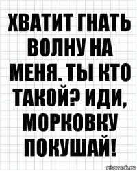 Хватит гнать волну на меня. Ты кто такой? Иди, морковку покушай!