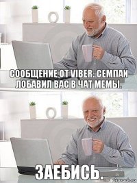 Сообщение от Viber: Семпай лобавил вас в чат Мемы. Заебись.