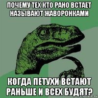 почему тех кто рано встает называют жаворонками когда петухи встают раньше и всех будят?