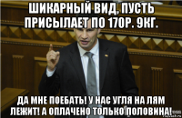 шикарный вид, пусть присылает по 170р. 9кг. да мне поебать! у нас угля на лям лежит! а оплачено только половина!