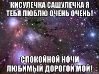 кисулечка сашулечка я тебя люблю очень очень! спокойной ночи любимый дорогой мой!