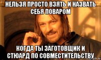 нельзя просто взять и назвать себя поваром когда ты заготовщик и стюард по совместительству