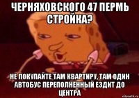 черняховского 47 пермь стройка? не покупайте там квартиру, там один автобус переполненный ездит до центра