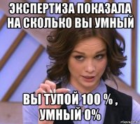 экспертиза показала на сколько вы умный вы тупой 100 % , умный 0%