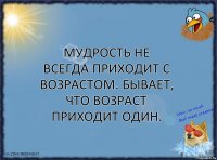 Мудрость не всегда приходит с возрастом. Бывает, что возраст приходит один.