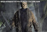 Когда услышал что что-то упало, а ты дома один