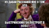 ну давай расскажи мне о том что быстринский гок построят в 2019 г