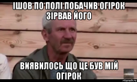 ішов по полі побачив огірок зірвав його виявилось що це був мій огірок