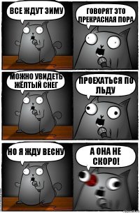 Все ждут зиму Говорят это прекрасная пора Можно увидеть жёлтый снег Проехаться по льду Но я жду весну А она не скоро!