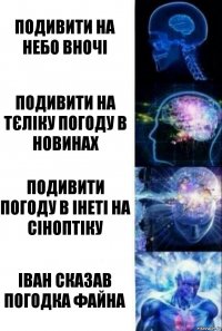 Подивити на небо вночі Подивити на тєліку погоду в новинах Подивити погоду в інеті на сіноптіку Іван сказав погодка файна