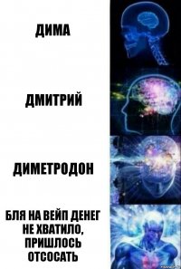 Дима Дмитрий Диметродон Бля на вейп денег не хватило, пришлось отсосать