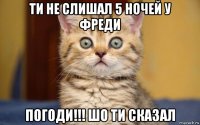 ти не слишал 5 ночей у фреди погоди!!! шо ти сказал