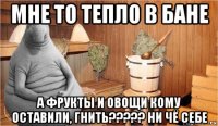 мне то тепло в бане а фрукты и овощи кому оставили, гнить????? ни чё себе