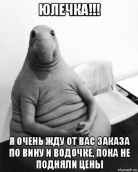 юлечка!!! я очень жду от вас заказа по вину и водочке, пока не подняли цены