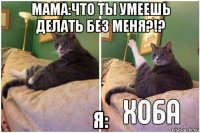 мама:что ты умеешь делать без меня?!? я: