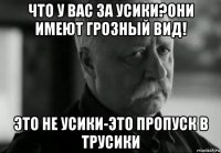 что у вас за усики?они имеют грозный вид! это не усики-это пропуск в трусики