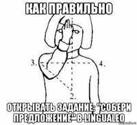 как правильно открывать задание: "собери предложение" в lingualeo