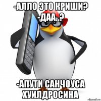 -алло это криши? -даа..? -апути санчоуса хуилдросина