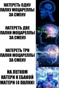 Натереть одну палку моцареллы за смену Натереть две палки моцареллы за смену Натереть три палки моцареллы за смену НА ЛЕГКОМ КАТЕРИ К ЕБАНОЙ МАТЕРИ (4 палки)