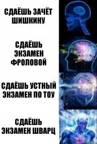 Сдаёшь зачёт Шишкину Сдаёшь экзамен Фроловой Сдаёшь устный экзамен по ТОУ Сдаёшь экзамен Шварц