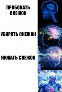 Пробовать снежок Убирать снежок Нюхать снежок 