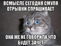 всмысле сегодня смуля отрывки спрашивает она же не говорила что будет зачет