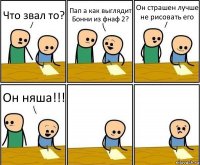 Что звал то? Пап а как выглядит Бонни из фнаф 2? Он страшен лучше не рисовать его Он няша!!!