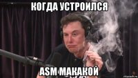 когда устроился asm макакой