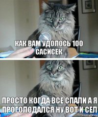 как вам удолось 100 сасисек просто когда все спали а я проголодался ну вот и сел