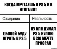 Когда мечтаешь о PS 5 и в итоге вот Е,бооой буду играть в PS 5 Ну бля думал PS 5 куплю всю мечту просрал