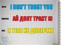 I don't trust you Ай донт траст ю я тебе не доверяю