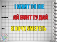 I want to die Ай вонт ту дай я хочу умереть