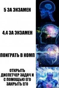 5 за экзамен 4,4 за экзамен Поиграть в комп Открыть диспетчер задач и с помощью его закрыть его