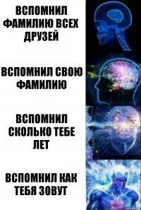 вспомнил фамилию всех друзей вспомнил свою фамилию вспомнил сколько тебе лет вспомнил как тебя зовут