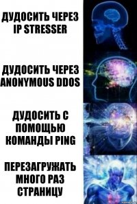 Дудосить через IP STRESSER ДУДОСИТЬ ЧЕРЕЗ ANONYMOUS DDOS ДУДОСИТЬ С ПОМОЩЬЮ КОМАНДЫ PING ПЕРЕЗАГРУЖАТЬ МНОГО РАЗ СТРАНИЦУ