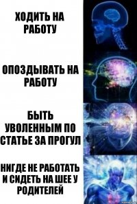 ходить на работу опоздывать на работу быть уволенным по статье за прогул нигде не работать и сидеть на шее у родителей