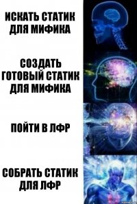 Искать статик для мифика Создать готовый статик для мифика Пойти в ЛФР Собрать статик для ЛФР