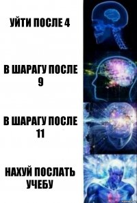 Уйти после 4 В шарагу после 9 В шарагу после 11 Нахуй послать учебу