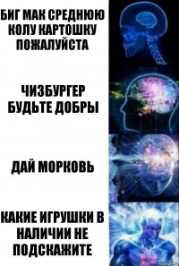 Биг мак среднюю колу картошку пожалуйста Чизбургер будьте добры Дай морковь Какие игрушки в наличии не подскажите