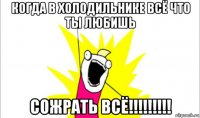 когда в холодильнике всё что ты любишь сожрать всё!!!!!!!!!