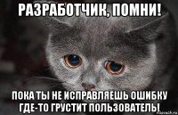 разработчик, помни! пока ты не исправляешь ошибку где-то грустит пользователь!