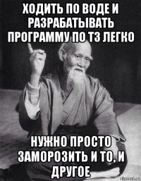 ходить по воде и разрабатывать программу по тз легко нужно просто заморозить и то, и другое