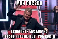 мои соседи включить музыку на 100500%процентов громкости