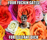 your fuckin gates for ellefant dick