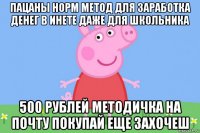 пацаны норм метод для заработка денег в инете даже для школьника 500 рублей методичка на почту покупай еще захочеш