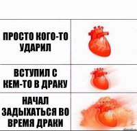 Просто кого-то ударил Вступил с кем-то в драку Начал задыхаться во время драки