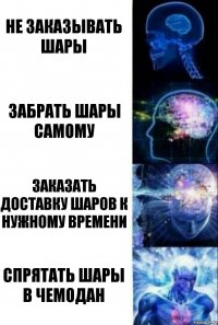 Не заказывать шары Забрать шары самому Заказать доставку шаров к нужному времени Спрятать шары в чемодан