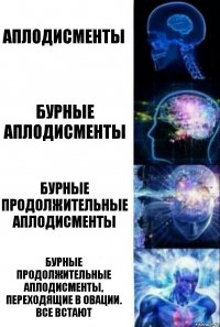 Аплодисменты Бурные аплодисменты Бурные продолжительные аплодисменты Бурные продолжительные аплодисменты, переходящие в овации. Все встают